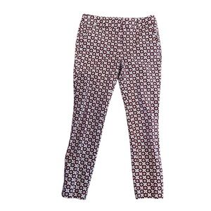 LOFT Burgundy and White Floral Cropped Pants